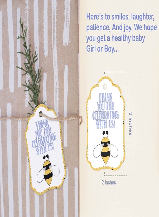 Inkdotpot بطاقات شكر لحفل استقبال المولود من إنكدوتبوت - بطاقات هدايا ورقية معلقة، بتصميم نحلة العسل، مجموعة حفلات استقبال المولود - عبوة من 50 بطاقة - Image 2